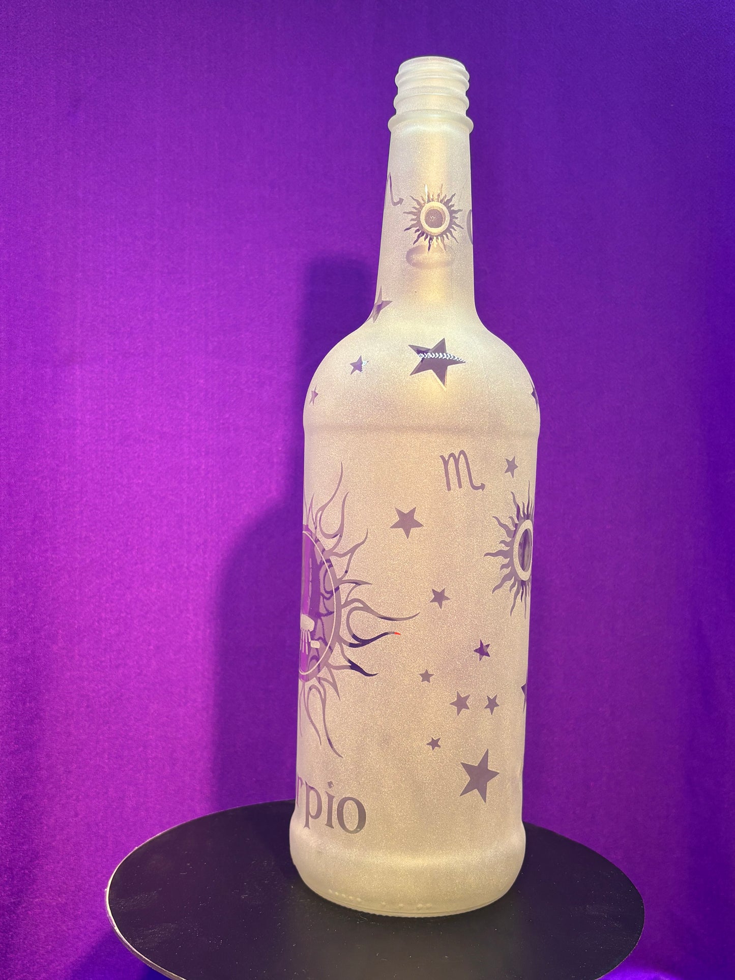 Sandblasted Scorpio Zodiac Incense Holder Bottle
