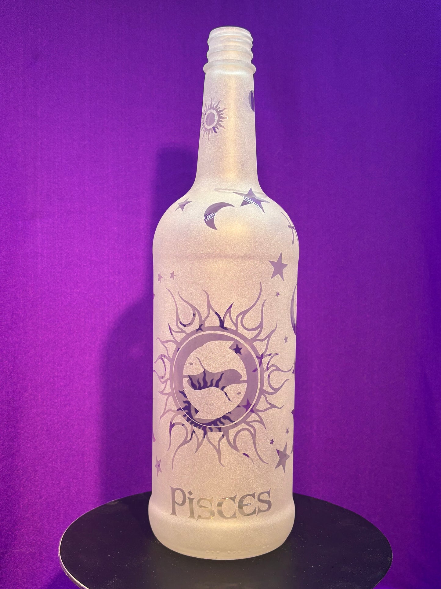 Sandblasted Pisces Zodiac Incense Holder Bottle