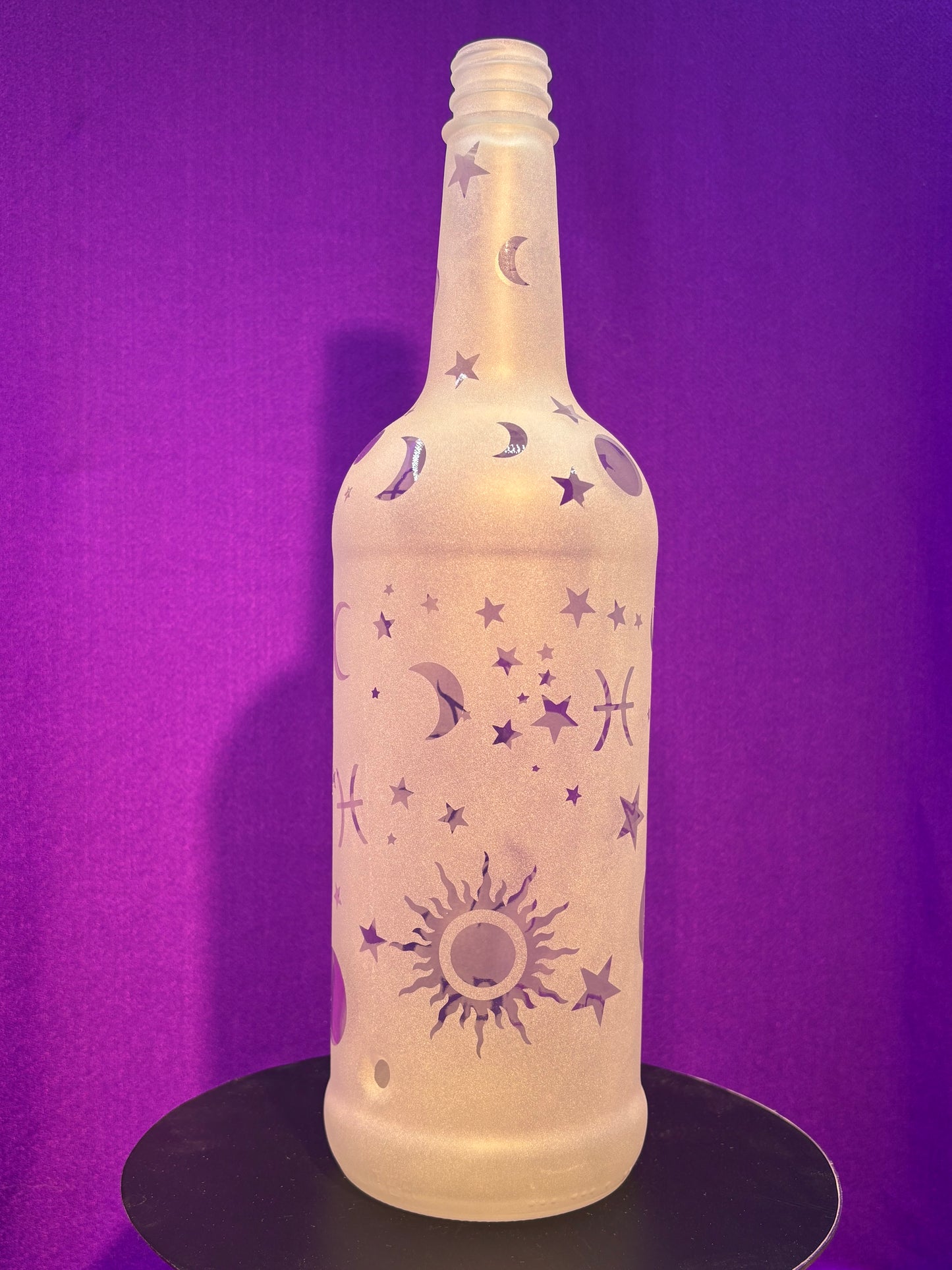Sandblasted Pisces Zodiac Incense Holder Bottle
