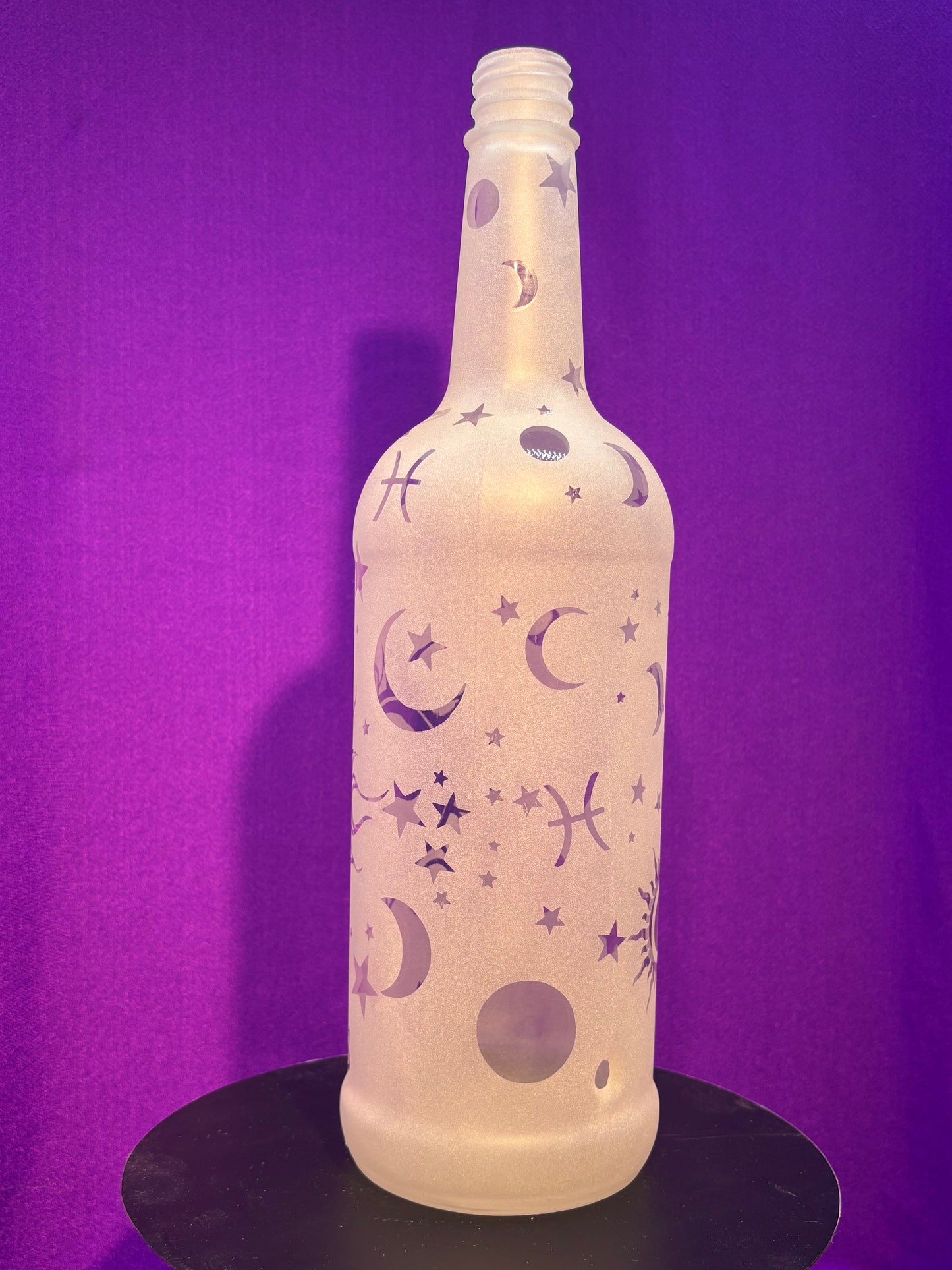 Sandblasted Pisces Zodiac Incense Holder Bottle