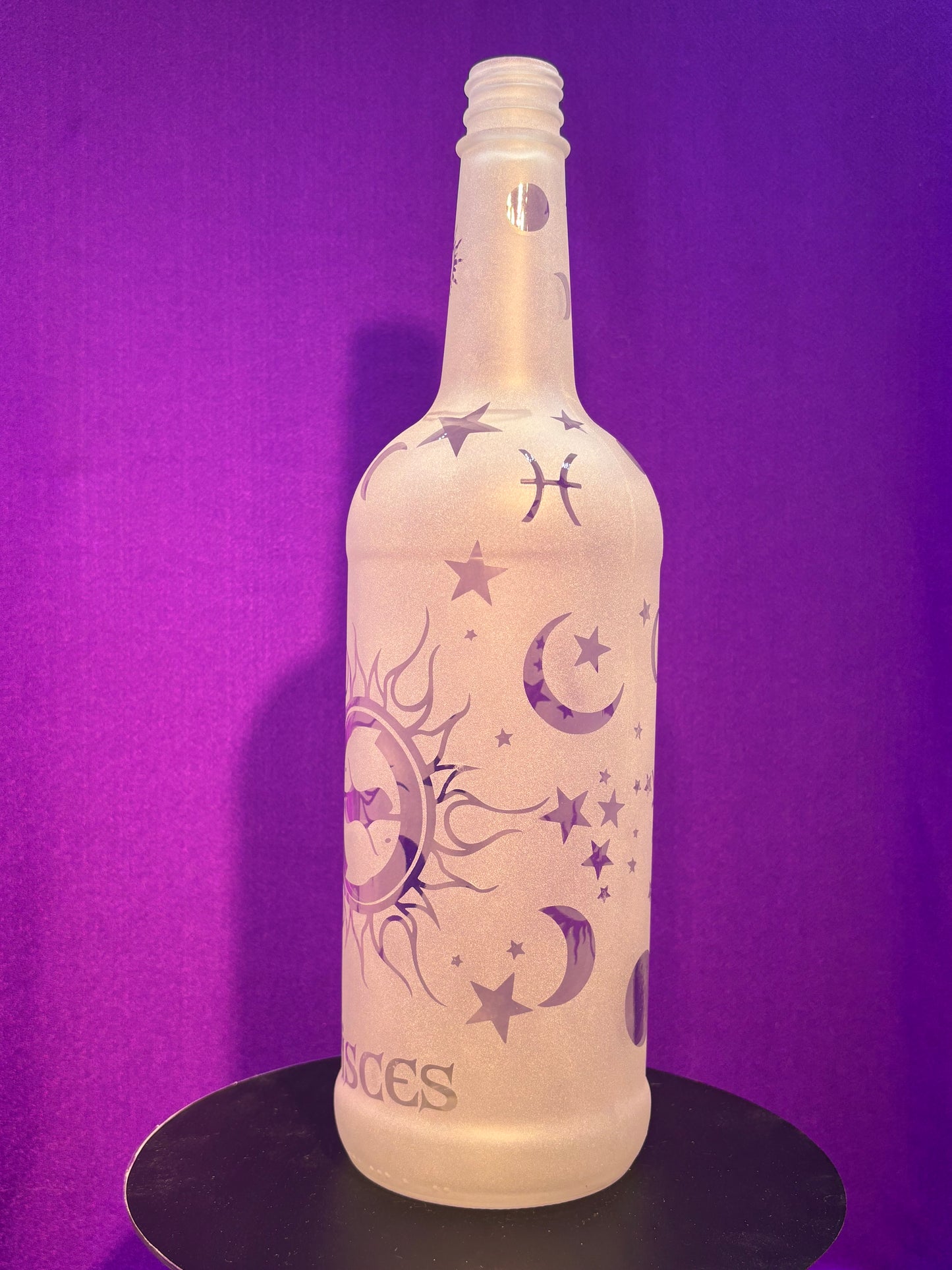 Sandblasted Pisces Zodiac Incense Holder Bottle