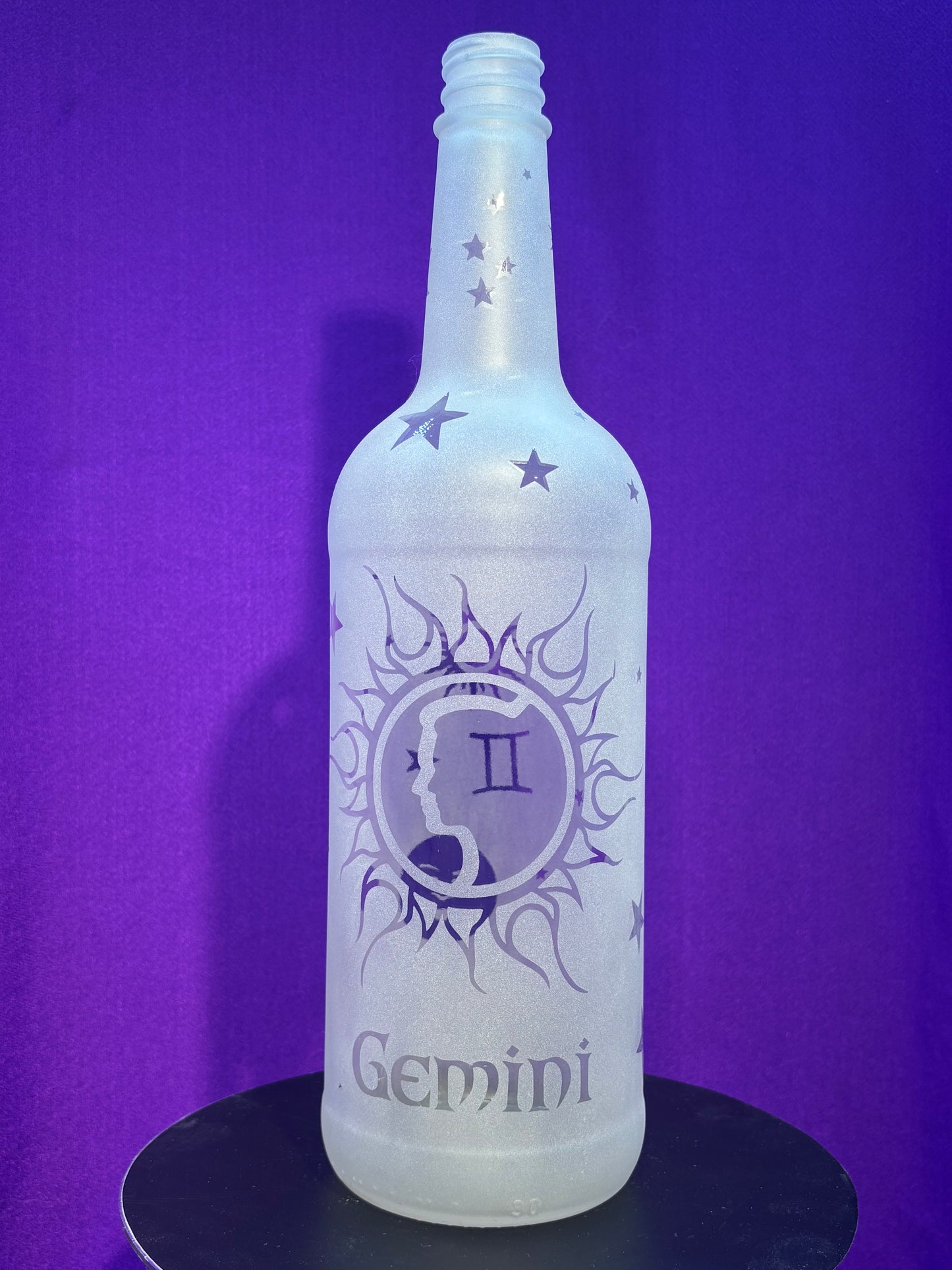 Sandblasted Gemini Zodiac Incense Holder Bottle
