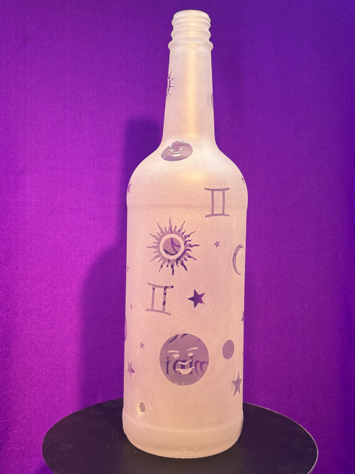 Sandblasted Gemini Zodiac Incense Holder Bottle