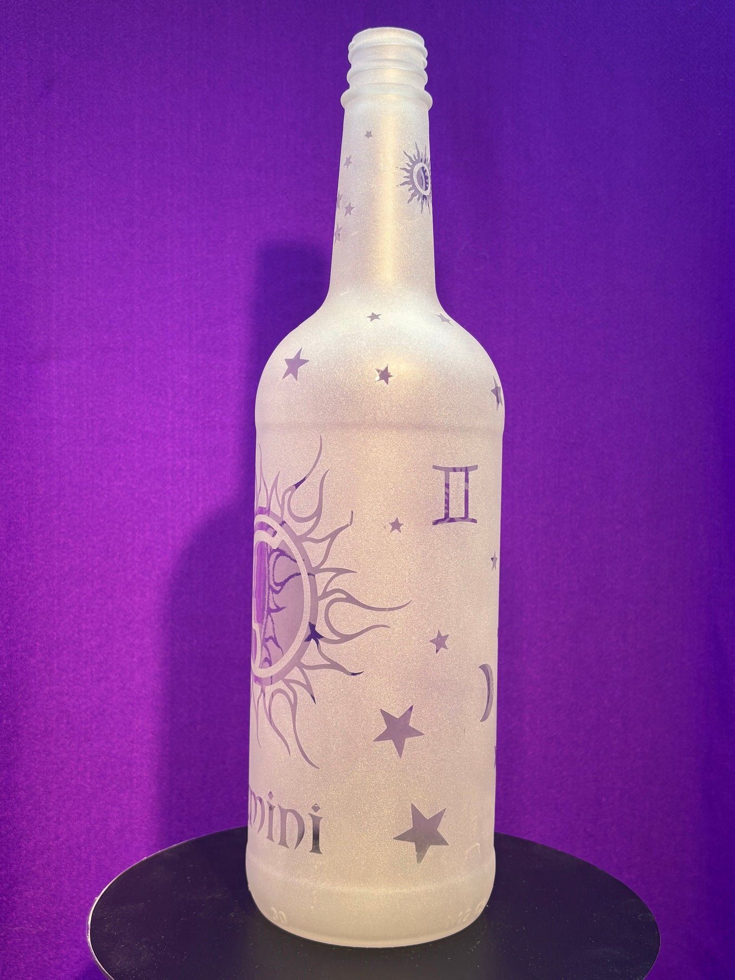 Sandblasted Gemini Zodiac Incense Holder Bottle
