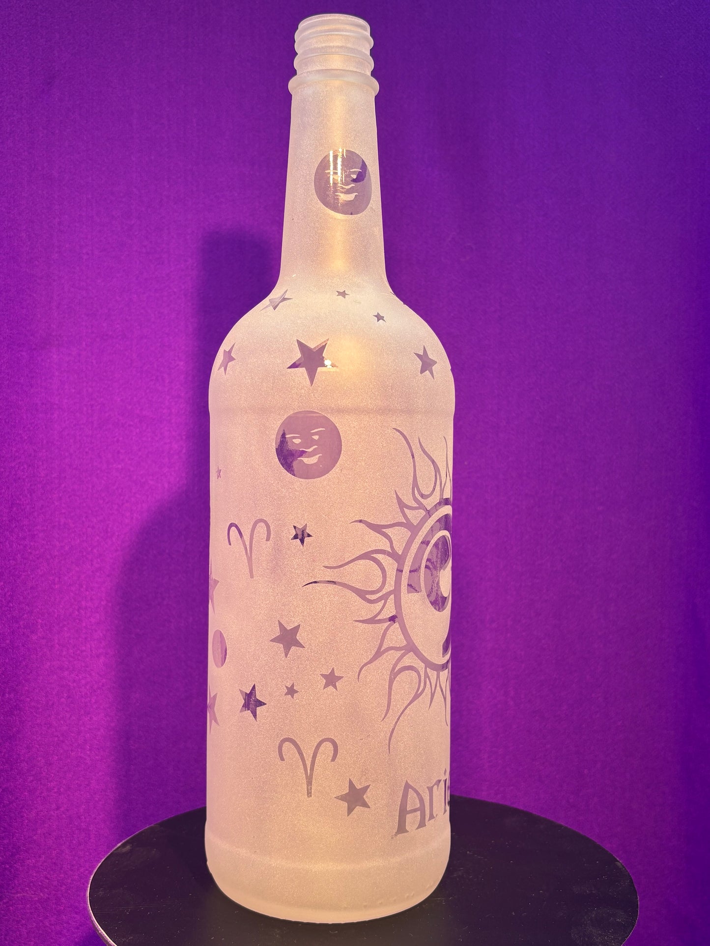 Sandblasted Aries Zodiac Incense Holder Bottle