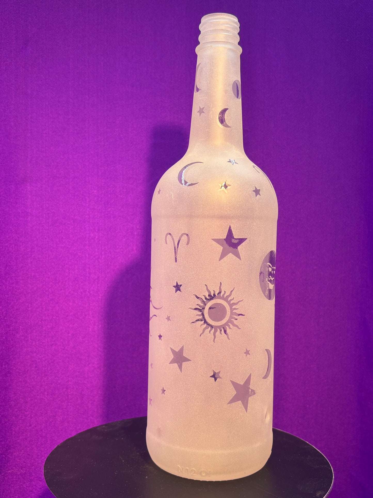 Sandblasted Aries Zodiac Incense Holder Bottle