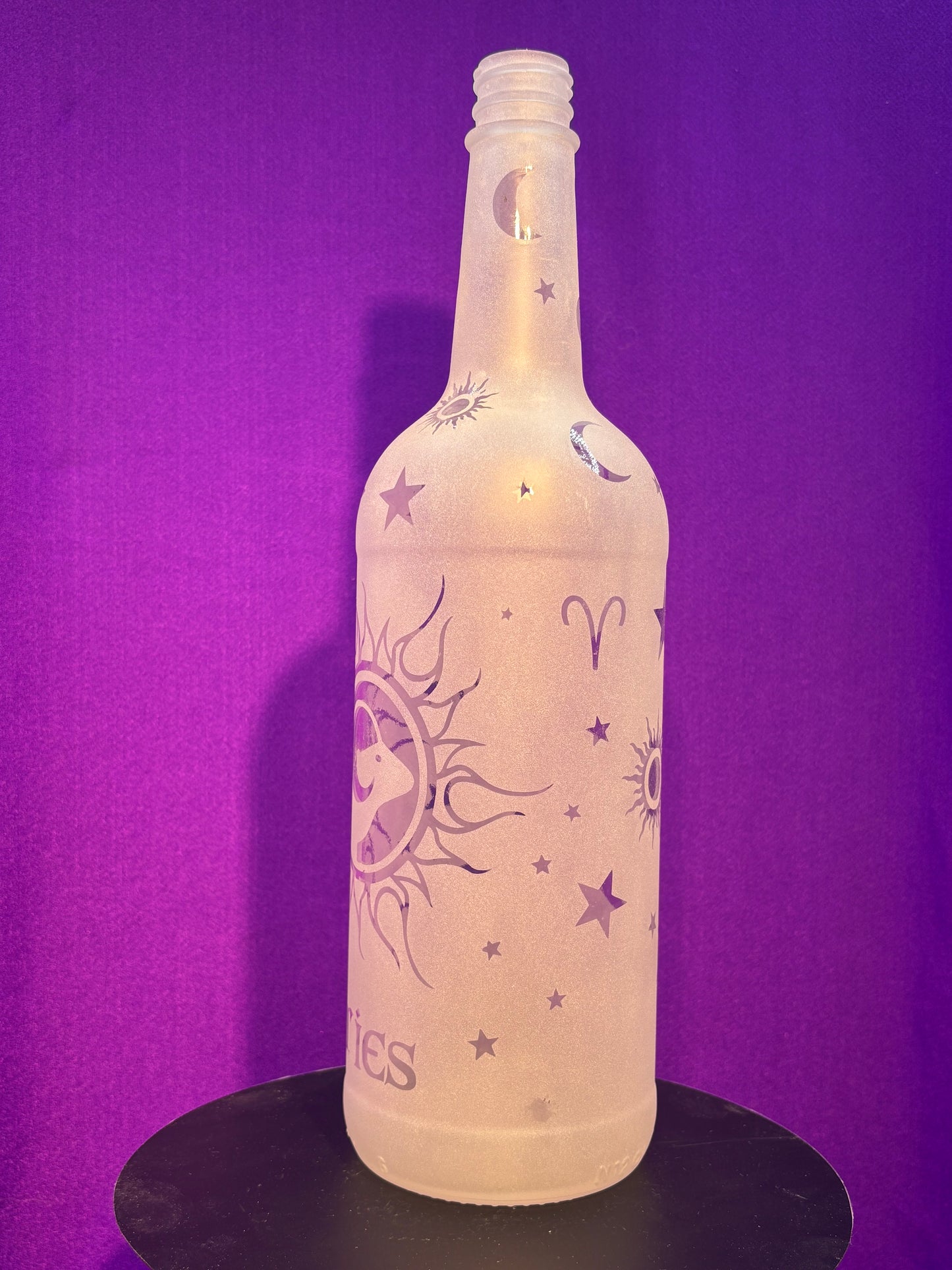 Sandblasted Aries Zodiac Incense Holder Bottle