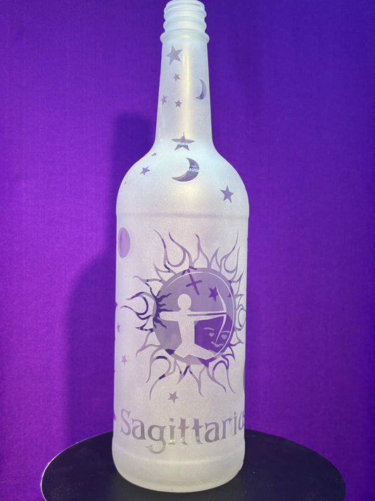 Sandblasted Sagittarius Zodiac Incense Holder Bottle
