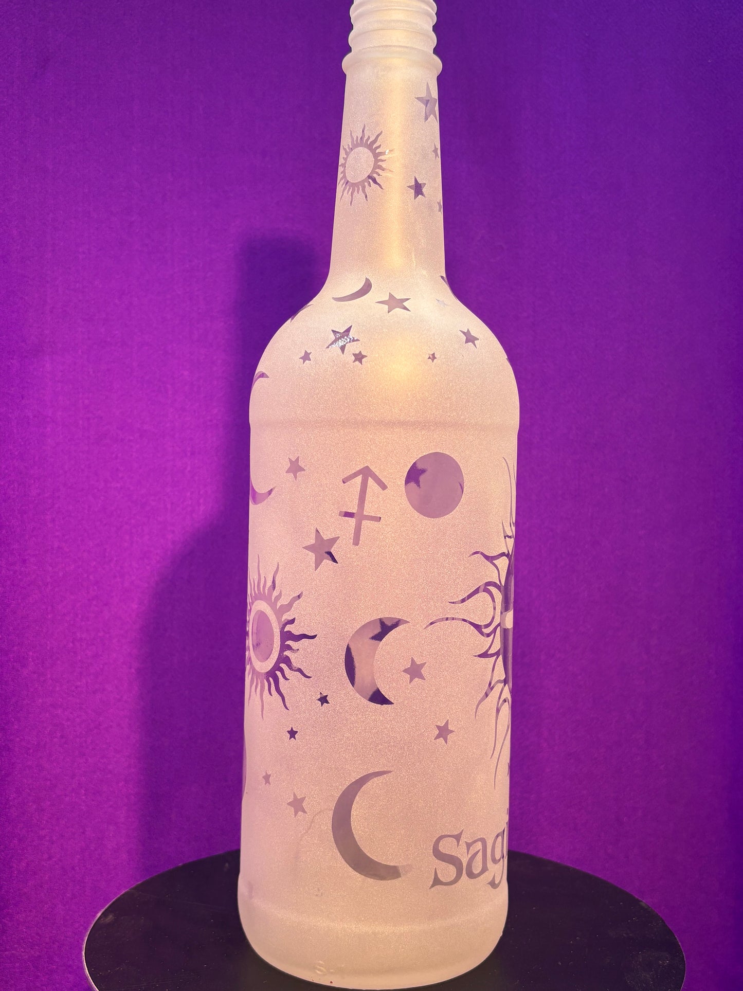 Sandblasted Sagittarius Zodiac Incense Holder Bottle