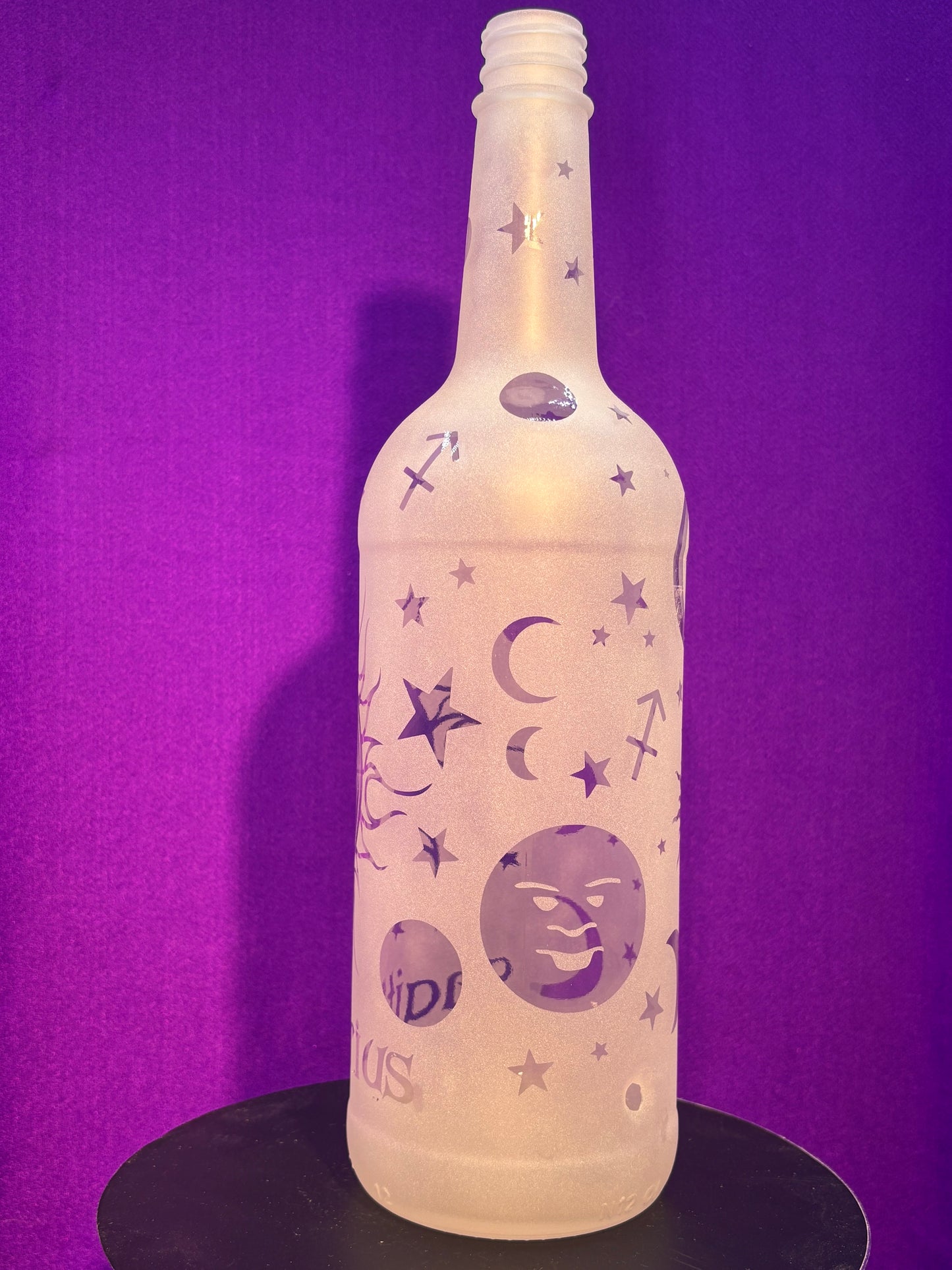 Sandblasted Sagittarius Zodiac Incense Holder Bottle