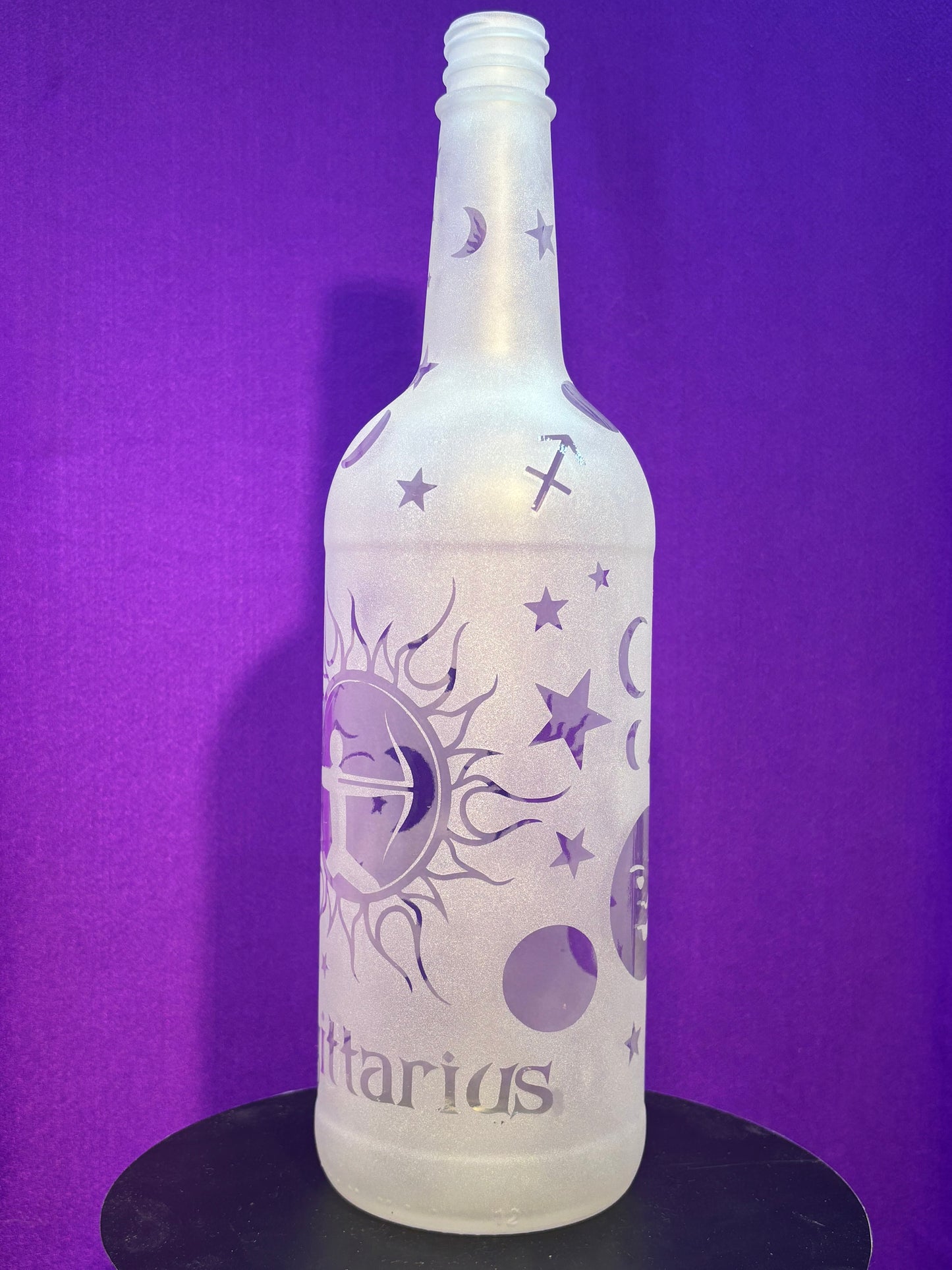 Sandblasted Sagittarius Zodiac Incense Holder Bottle