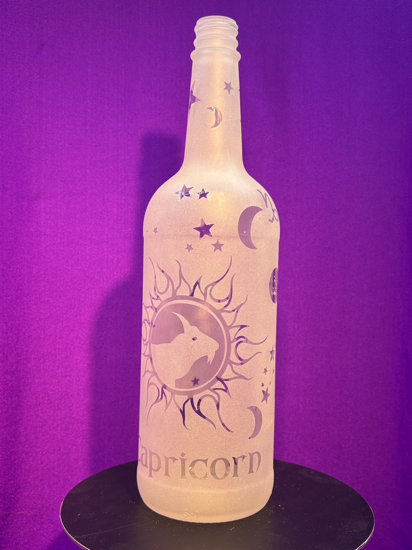 Sandblasted Capricorn Zodiac Incense Holder Bottle