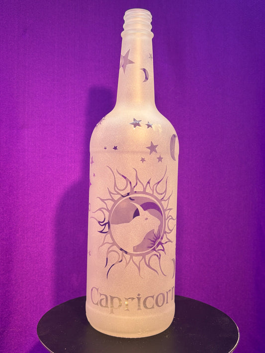 Sandblasted Capricorn Zodiac Incense Holder Bottle