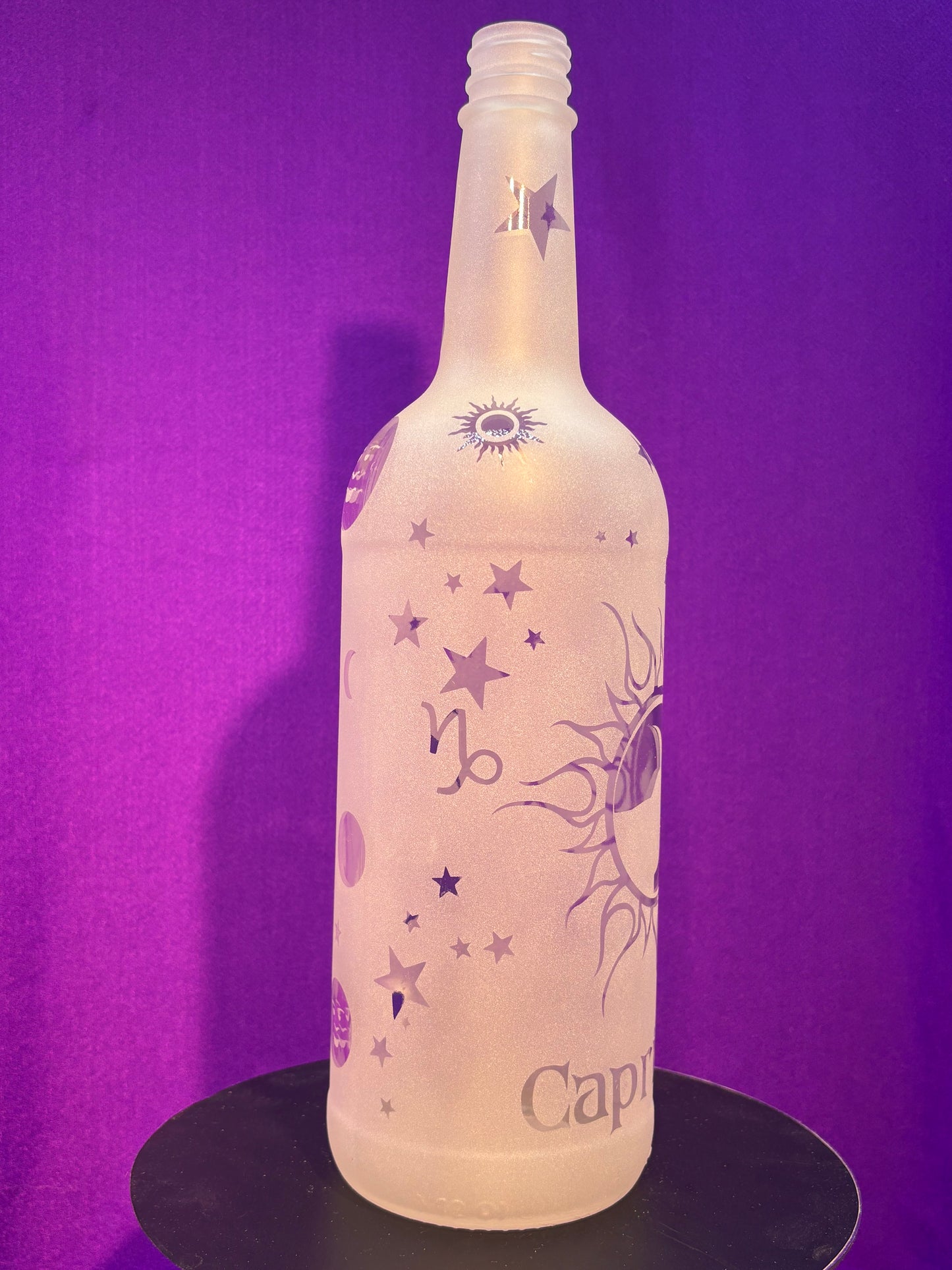 Sandblasted Capricorn Zodiac Incense Holder Bottle