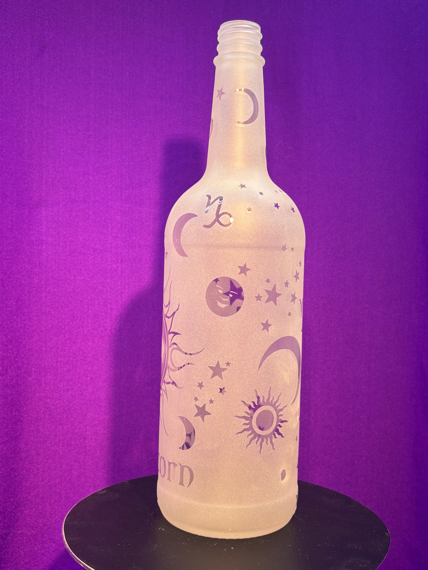 Sandblasted Capricorn Zodiac Incense Holder Bottle