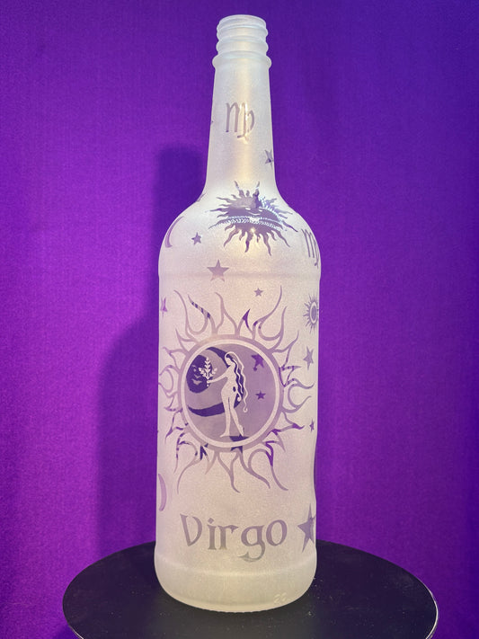 Sandblasted Virgo Zodiac Incense Holder Bottle
