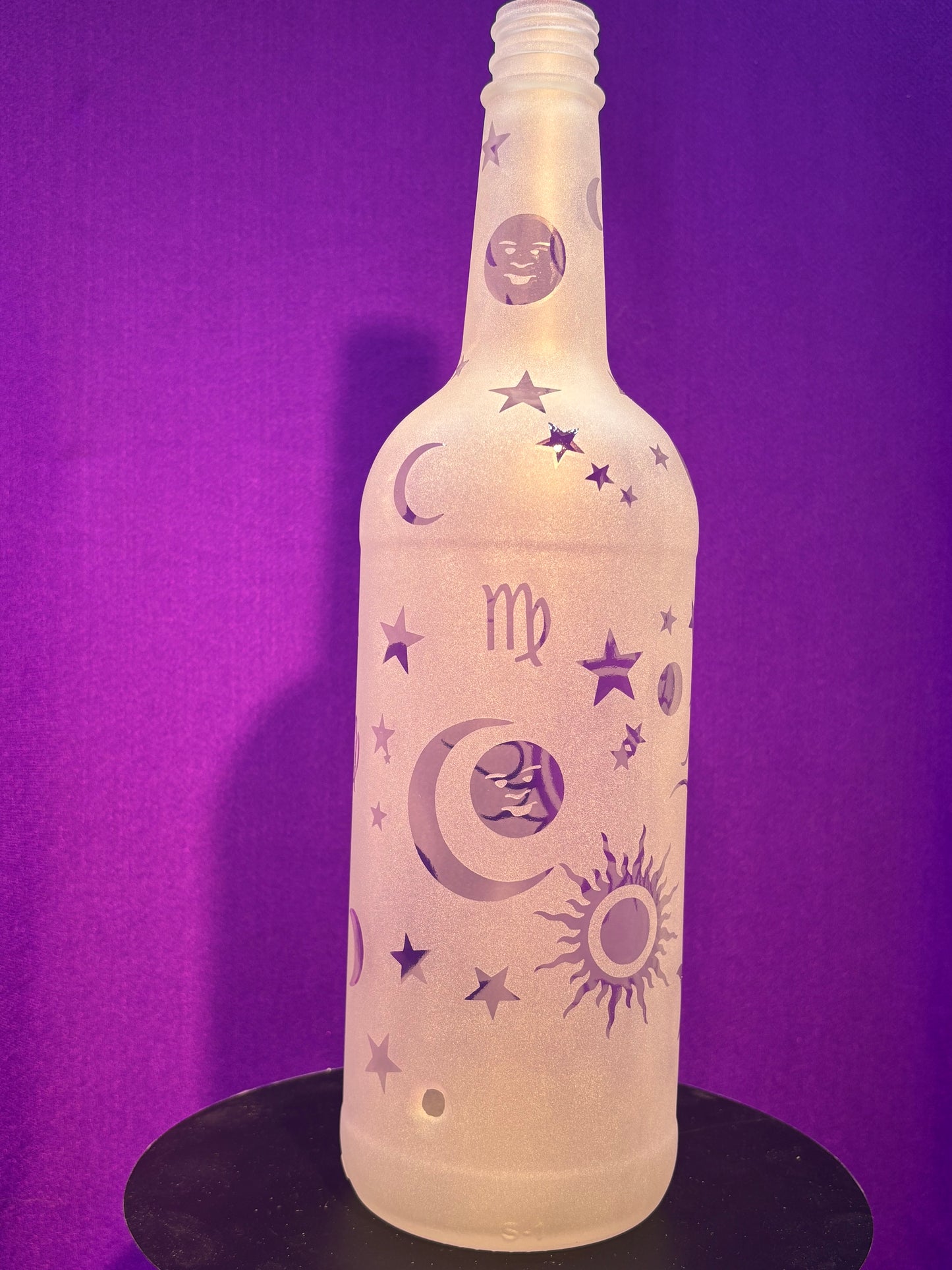 Sandblasted Virgo Zodiac Incense Holder Bottle