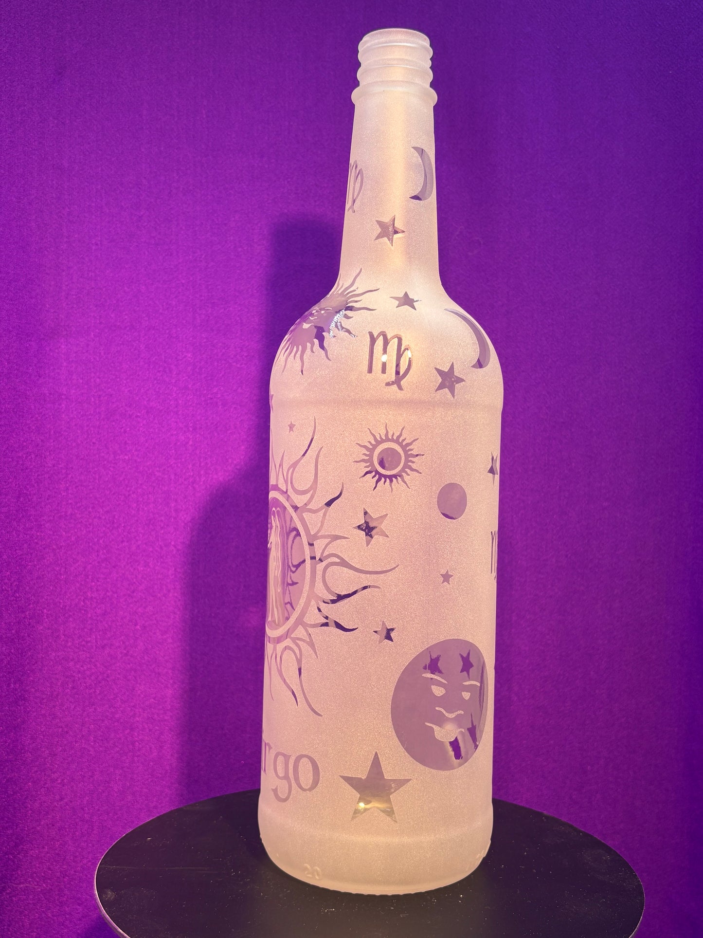 Sandblasted Virgo Zodiac Incense Holder Bottle