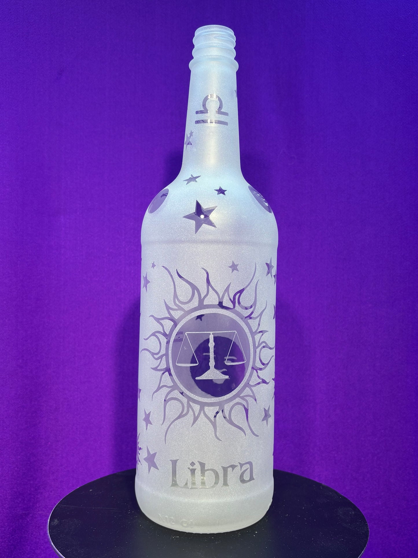 Sandblasted Libra Zodiac Incense Holder Bottle