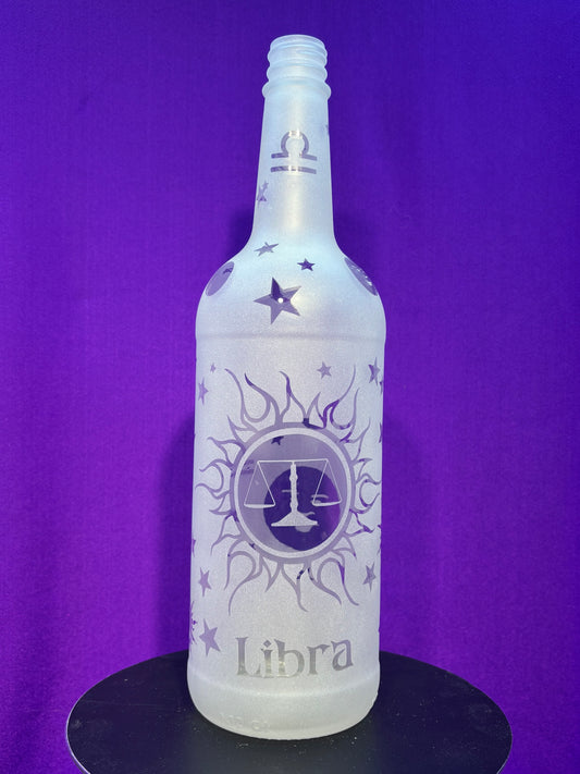 Sandblasted Libra Zodiac Incense Holder Bottle
