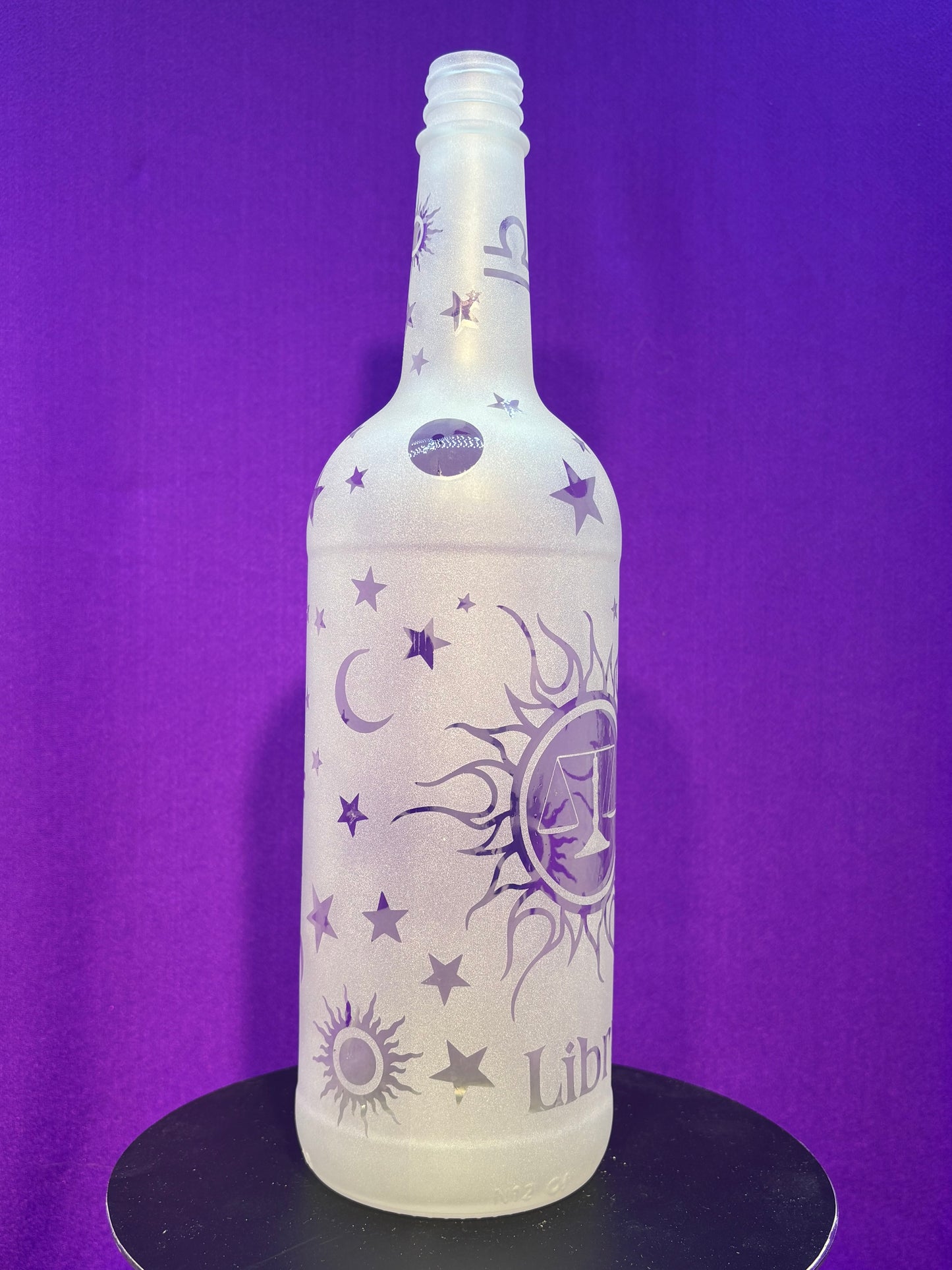 Sandblasted Libra Zodiac Incense Holder Bottle