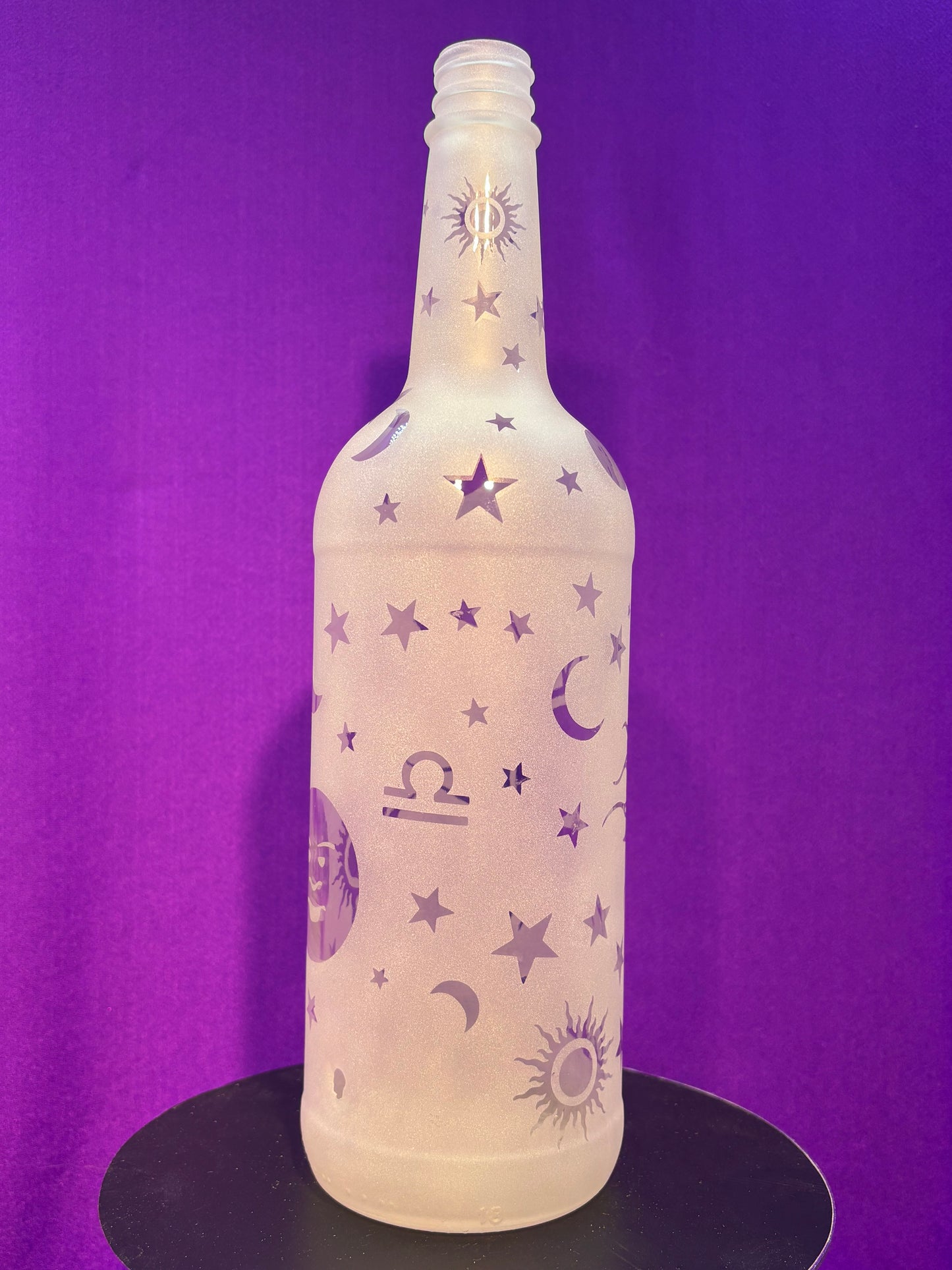 Sandblasted Libra Zodiac Incense Holder Bottle