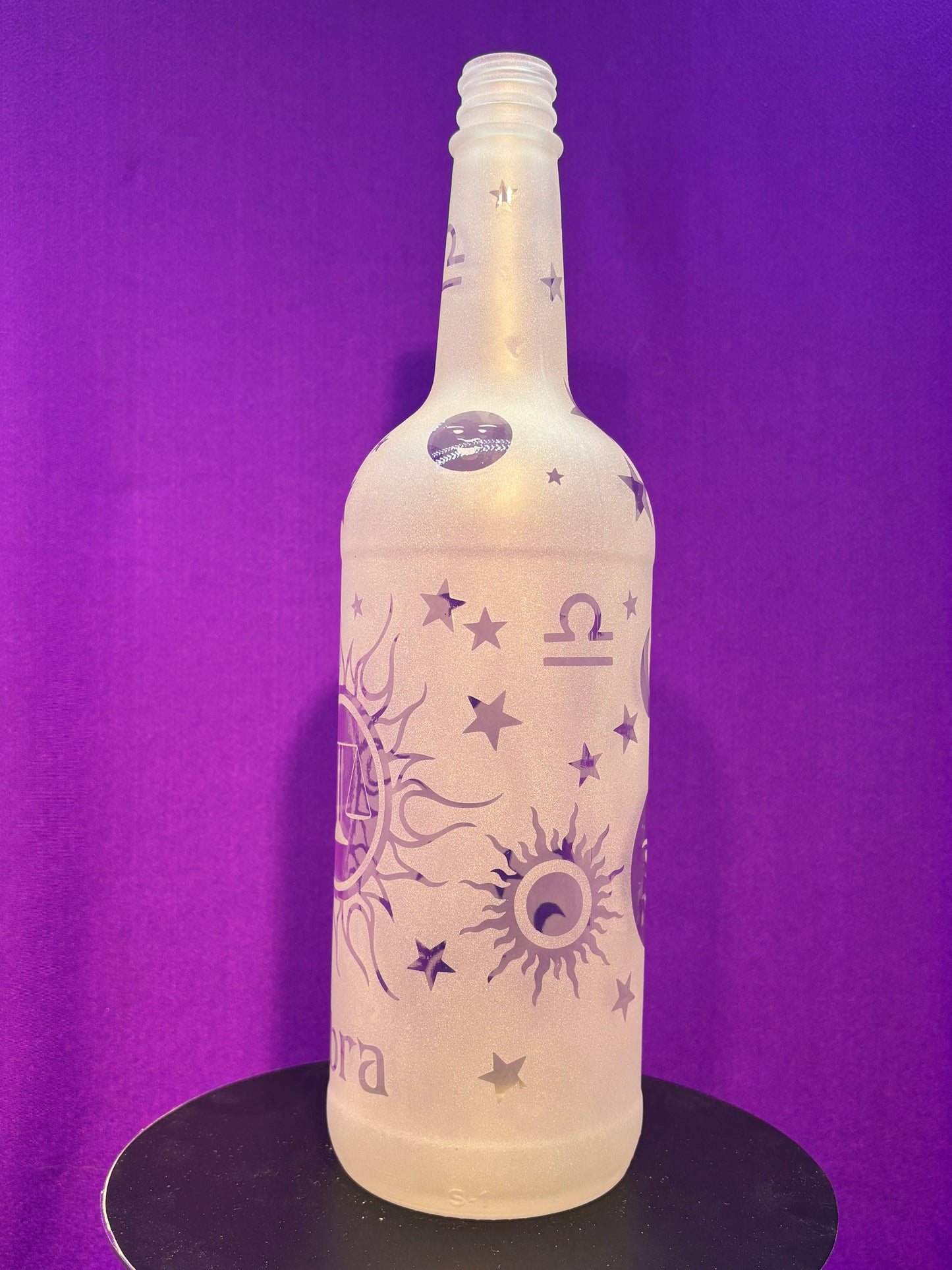 Sandblasted Libra Zodiac Incense Holder Bottle