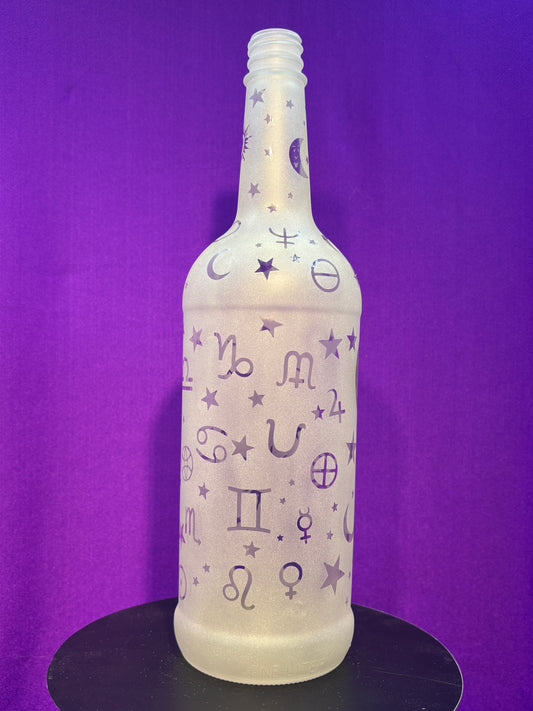 Sandblasted Zodiacs Incense Holder Bottle