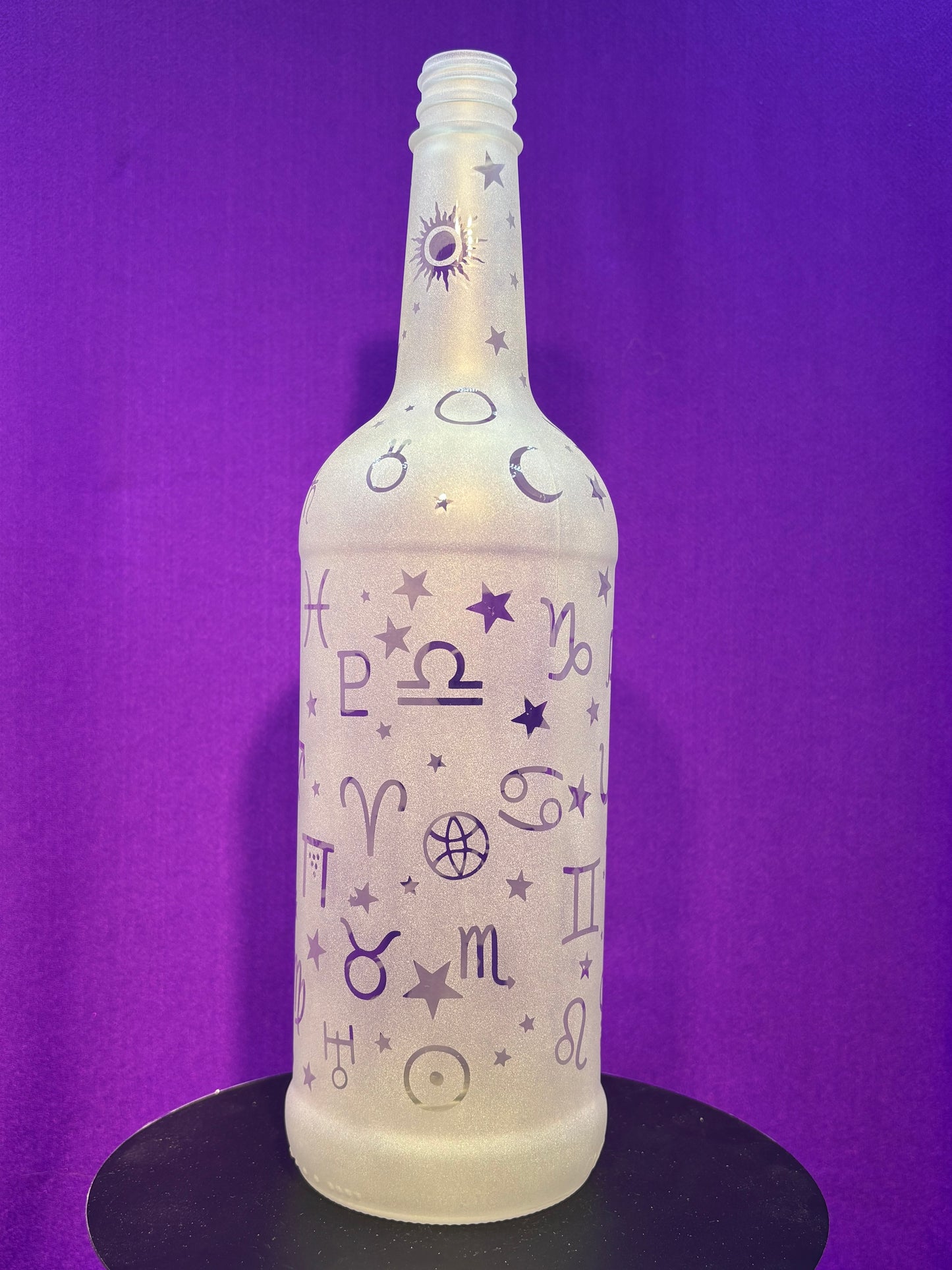 Sandblasted Zodiacs Incense Holder Bottle