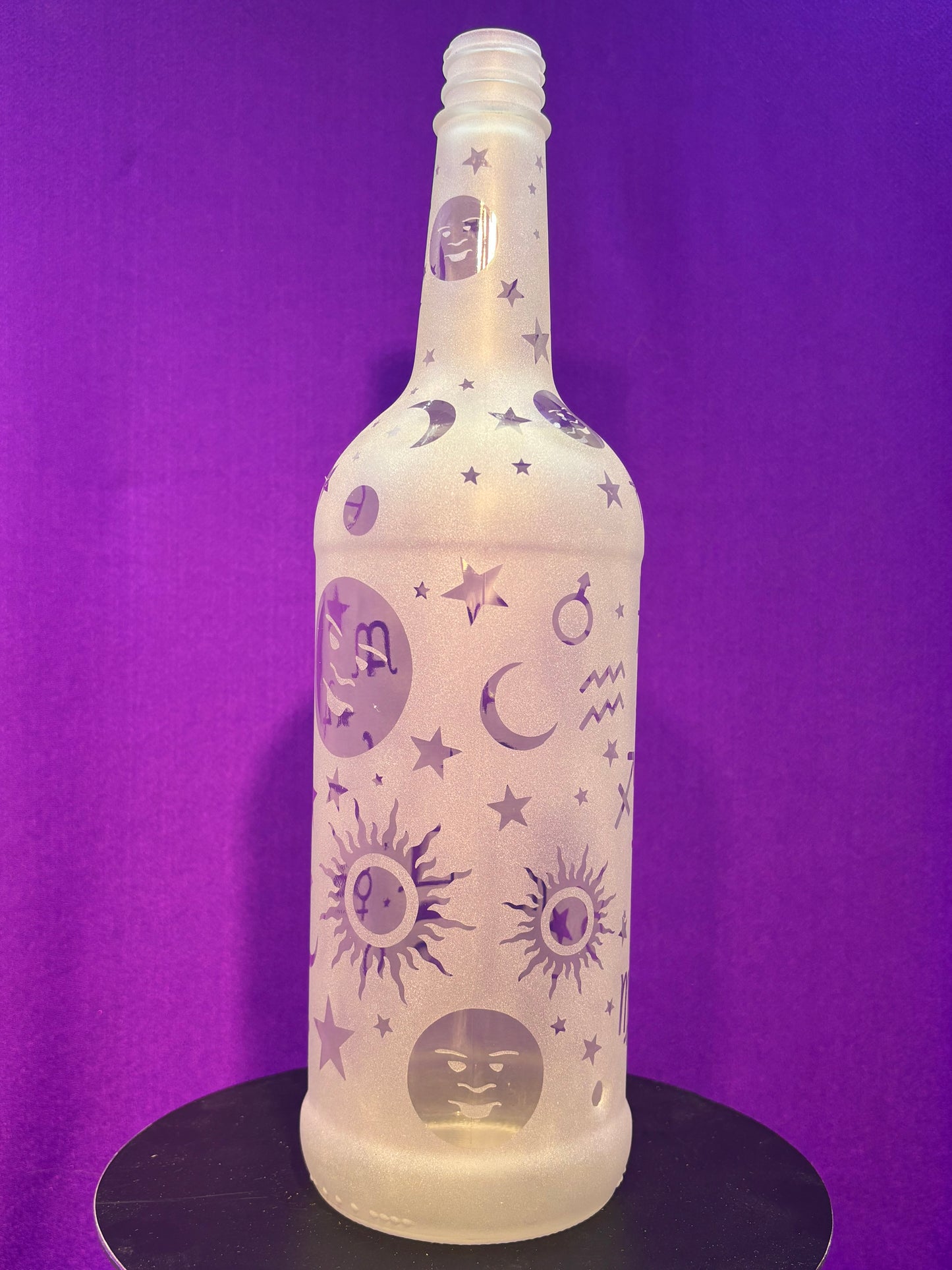 Sandblasted Zodiacs Incense Holder Bottle