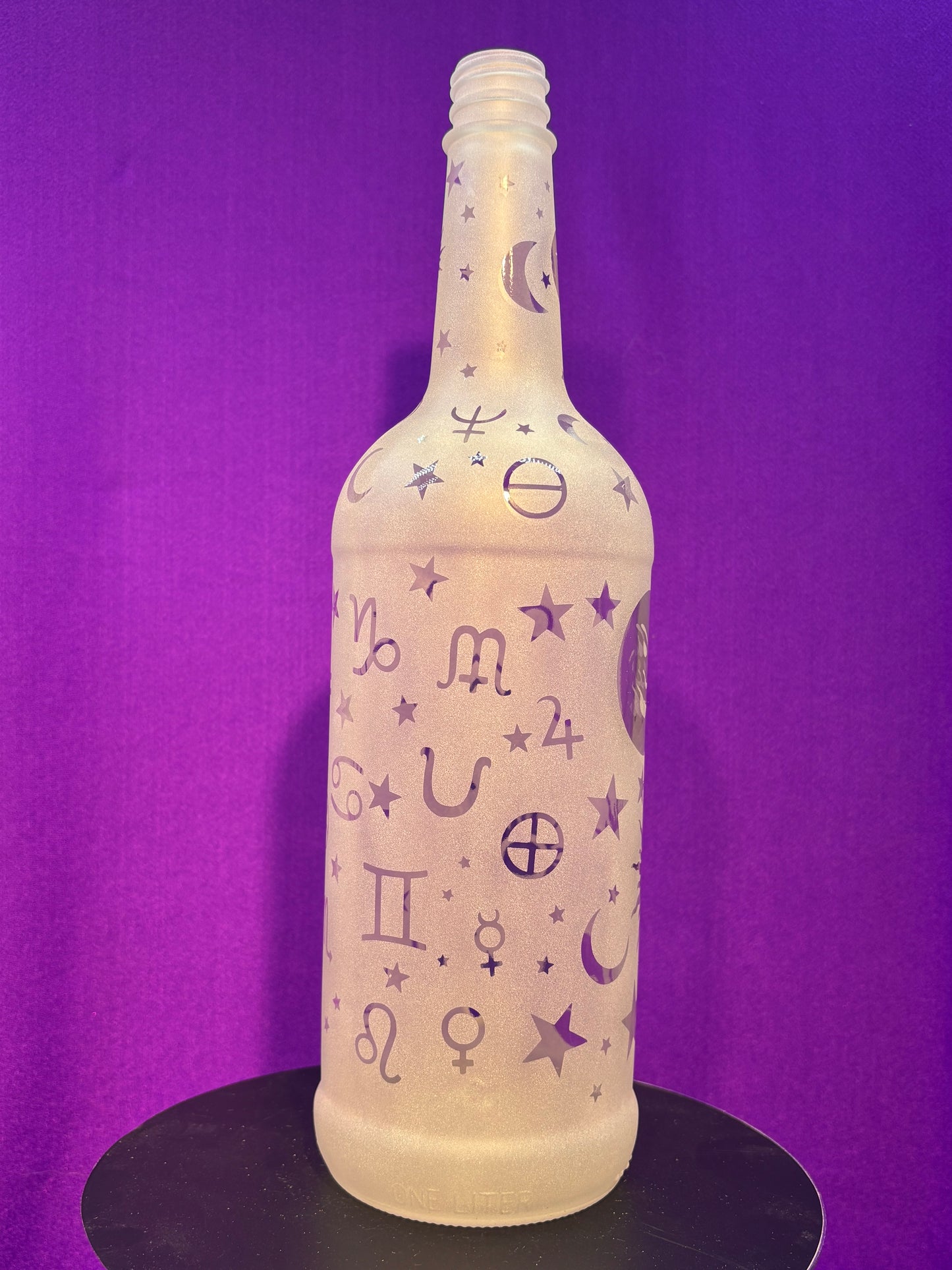 Sandblasted Zodiacs Incense Holder Bottle