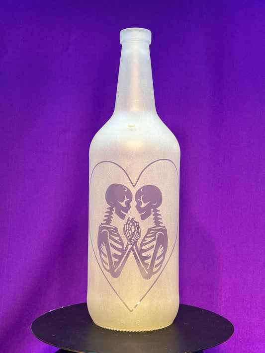 Sandblasted Skeleton Lovers Incense Holder Bottle