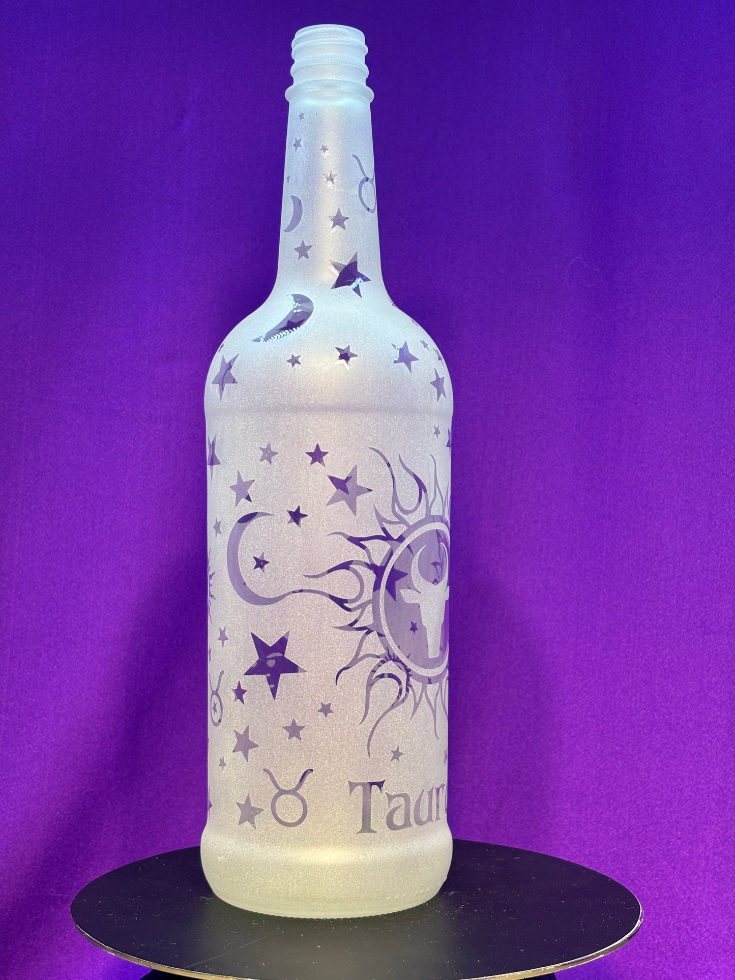 Sandblasted Taurus Zodiac Incense Holder Bottle