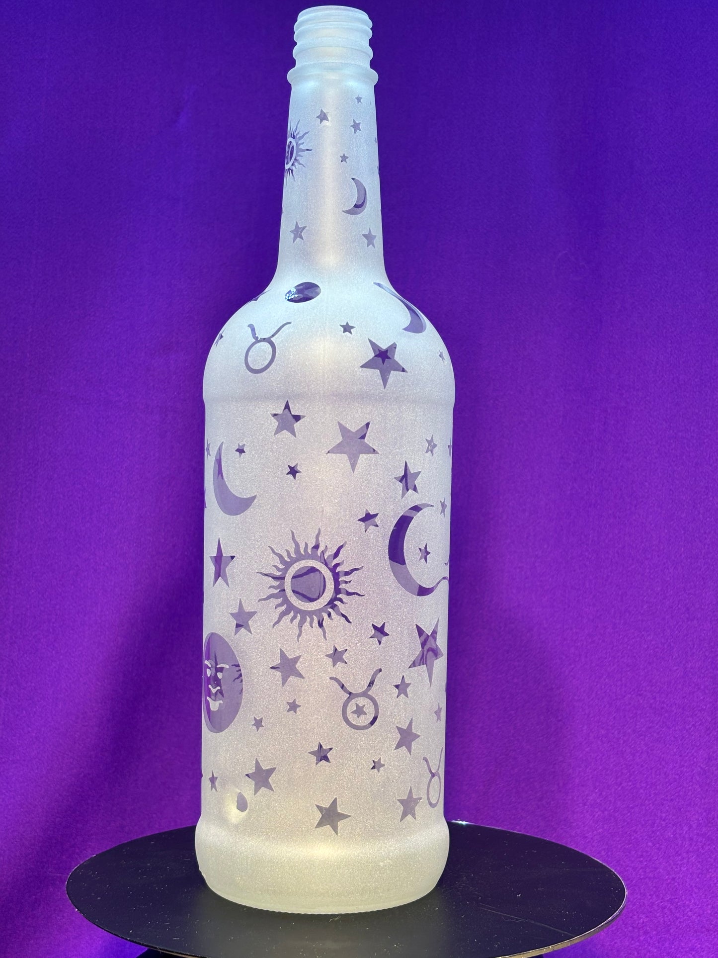 Sandblasted Taurus Zodiac Incense Holder Bottle