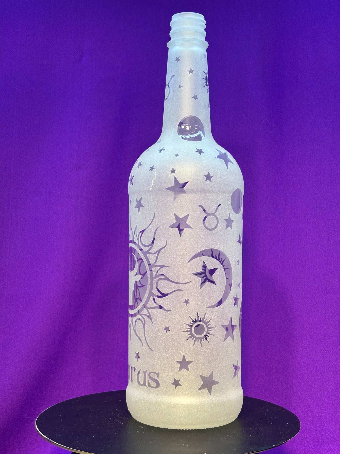 Sandblasted Taurus Zodiac Incense Holder Bottle